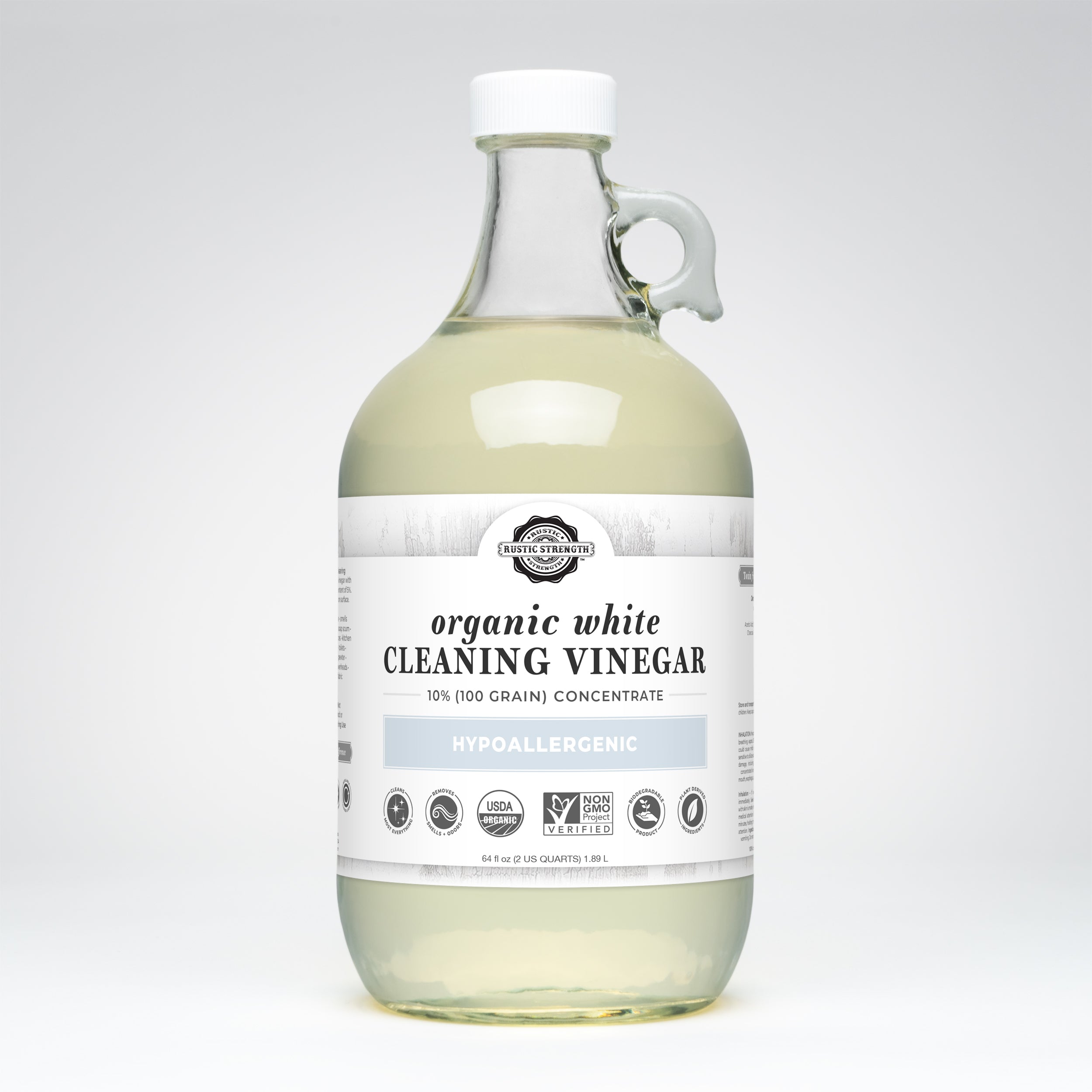 Organic White Cleaning Vinegar Concentrate | 10% (100 grain) – Rustic ...